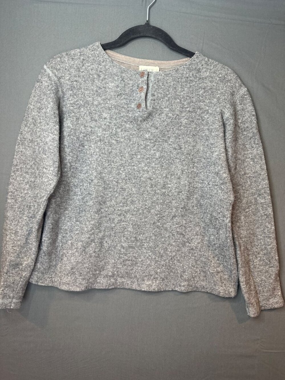 Vintage J.Crew Women M Wool Cotton Henley Sweater Made Italy Gray Academia